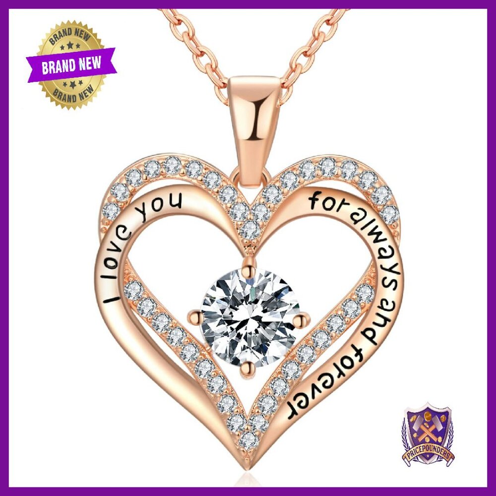 18k Rose Gold Pendant Necklace With Cubic Zirconia For Women